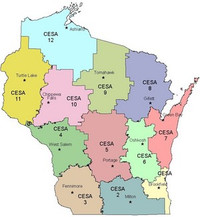 map of Wisconsin showing CESA locations