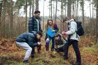 Students inspecting the wilderness