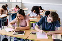 high school students in class