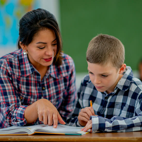math teacher with student