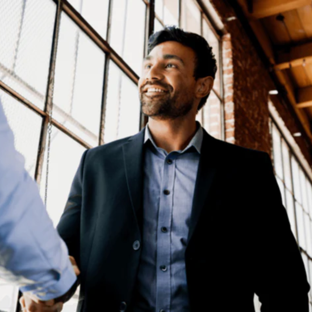 Man Shaking hands choosing his course