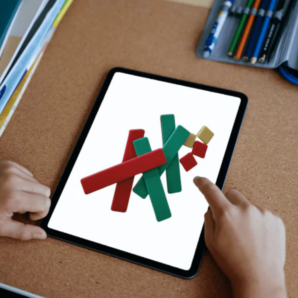 Ipad with math tiles on it