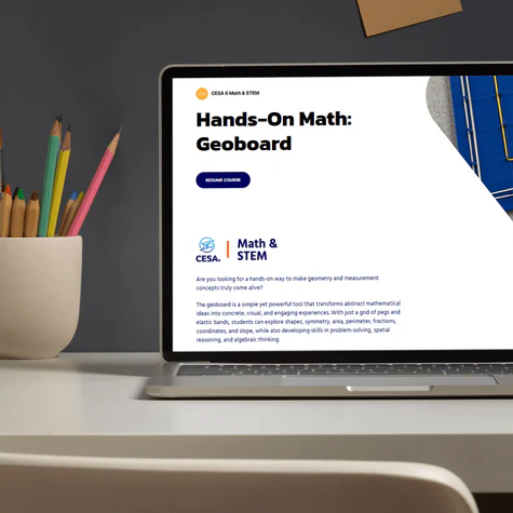 Computer with Hands on Math geoboards