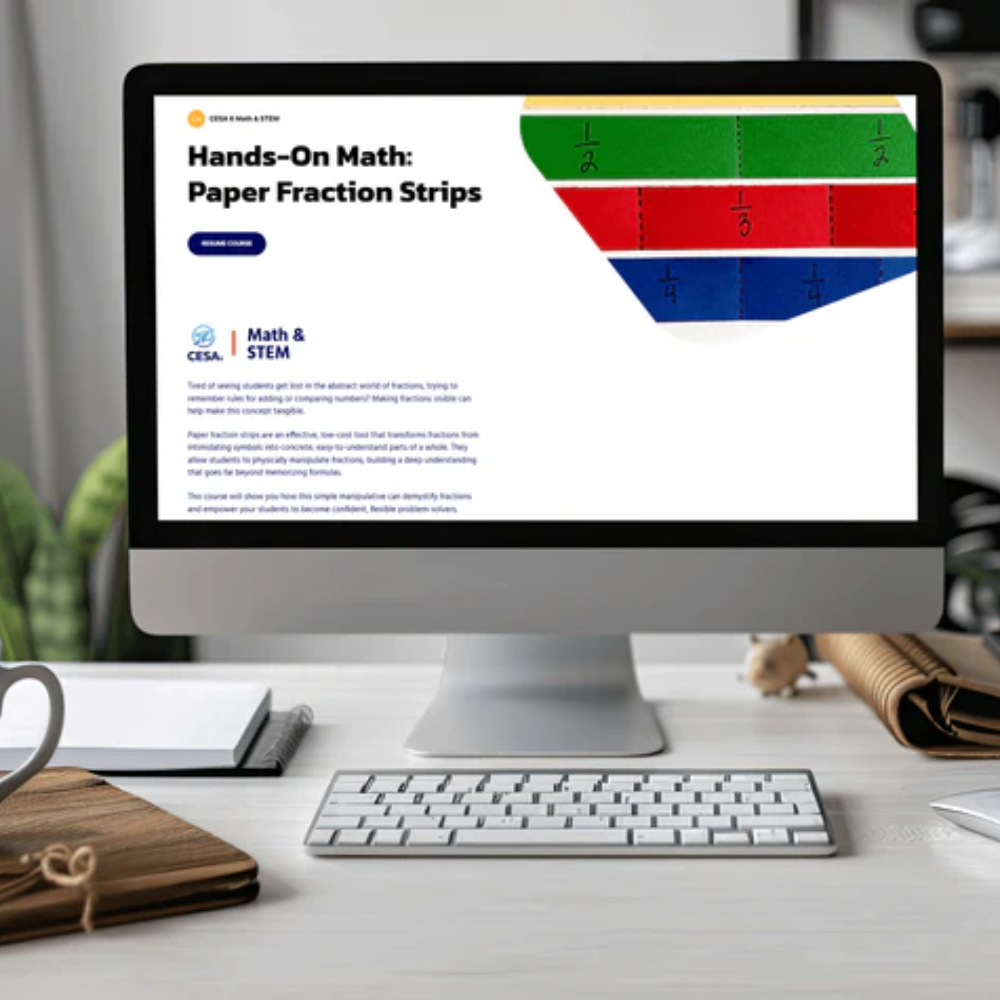 Computer with Paper fraction strips 