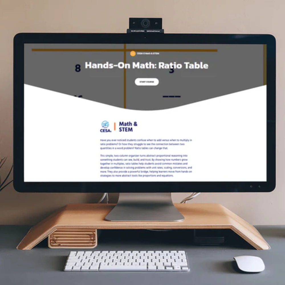 Computer with Hands on math Ratio Table