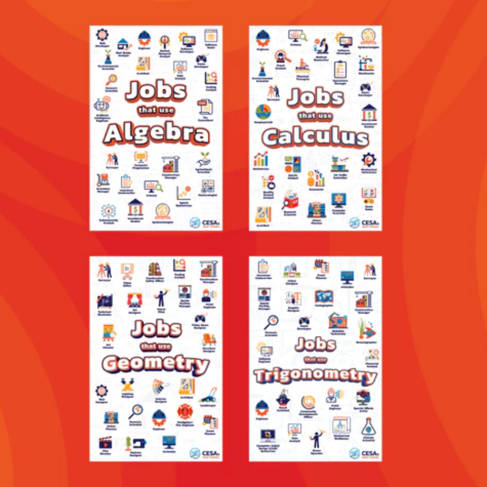 4 Sheets that describe Jobs using Math