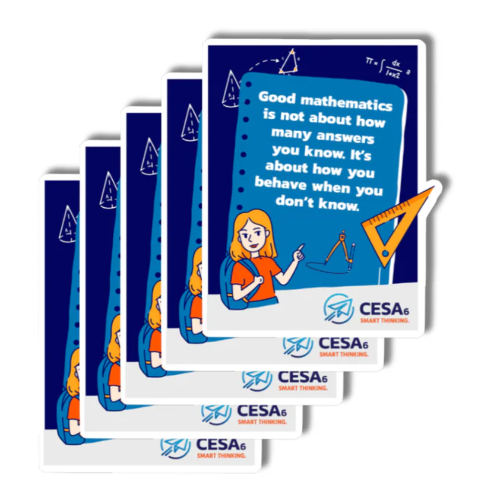 Set of 5 stickers with girl and backpack