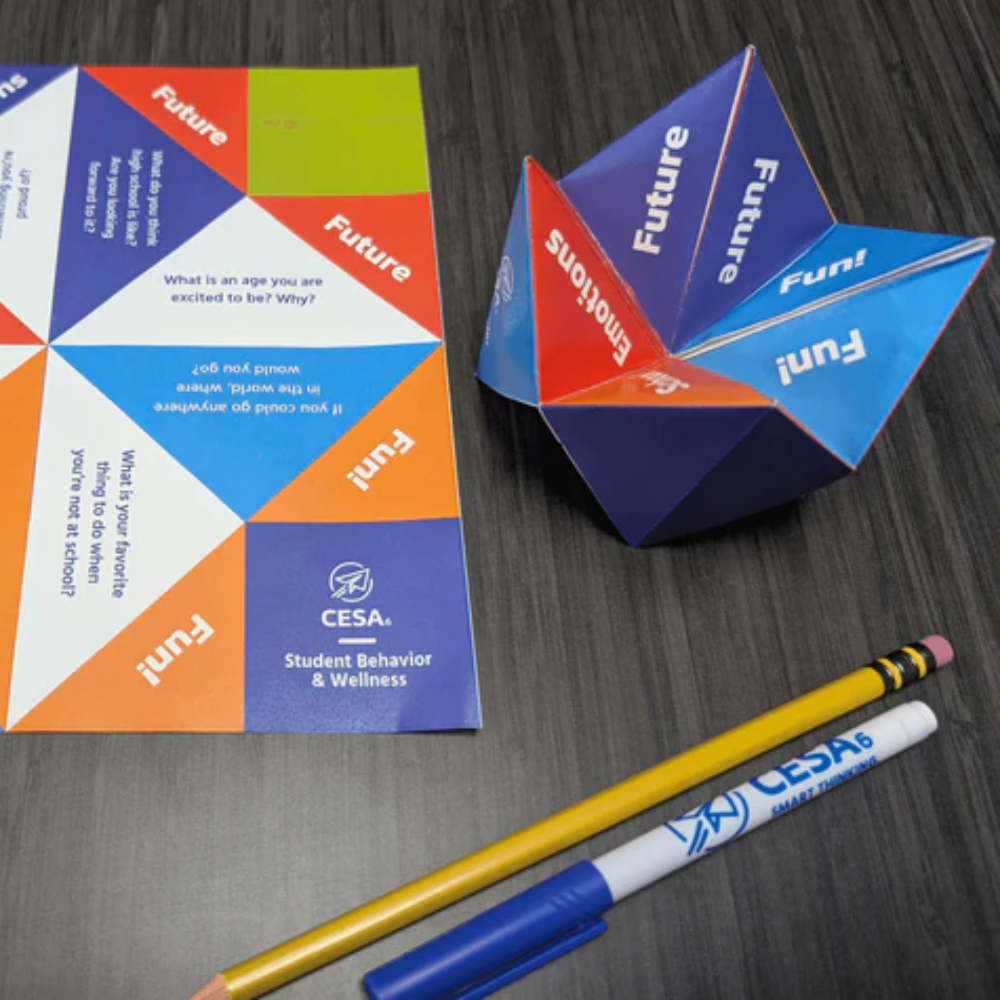 Hand held fortune teller with multiple colors